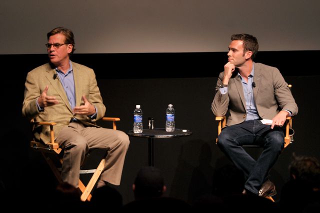 Aaron Sorkin and Jon Favreau at the Tribeca Film Festival.